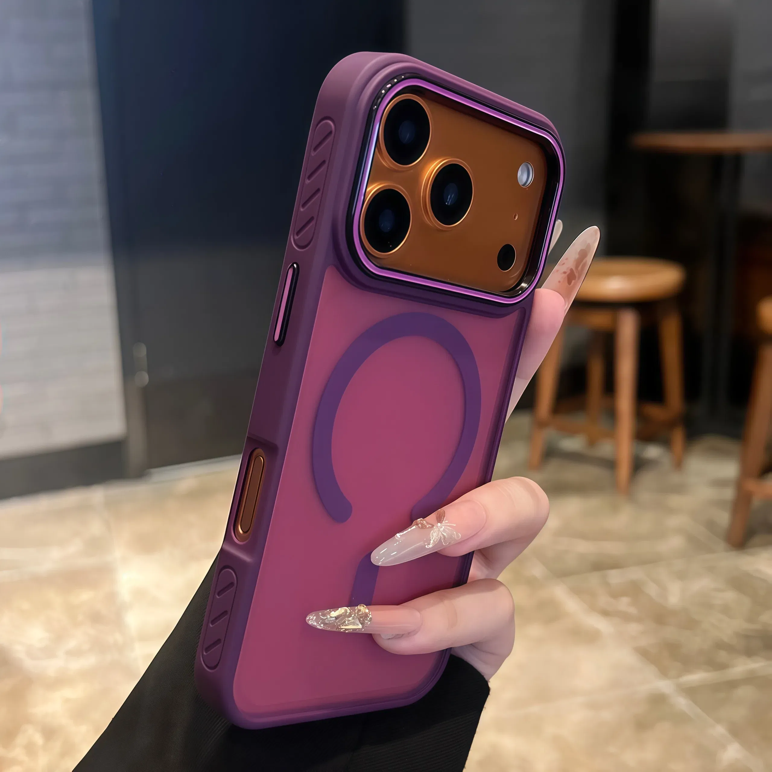 Color: PURPLE, Compatibility by Model: iPhone 14 Pro Max - Wireless Charging Matte Magnetic Case for iPhone 17 16 ProMax 15 14 Plus 13 12 11 17 Air Anti Fall Bumper Translucent TPU Cover