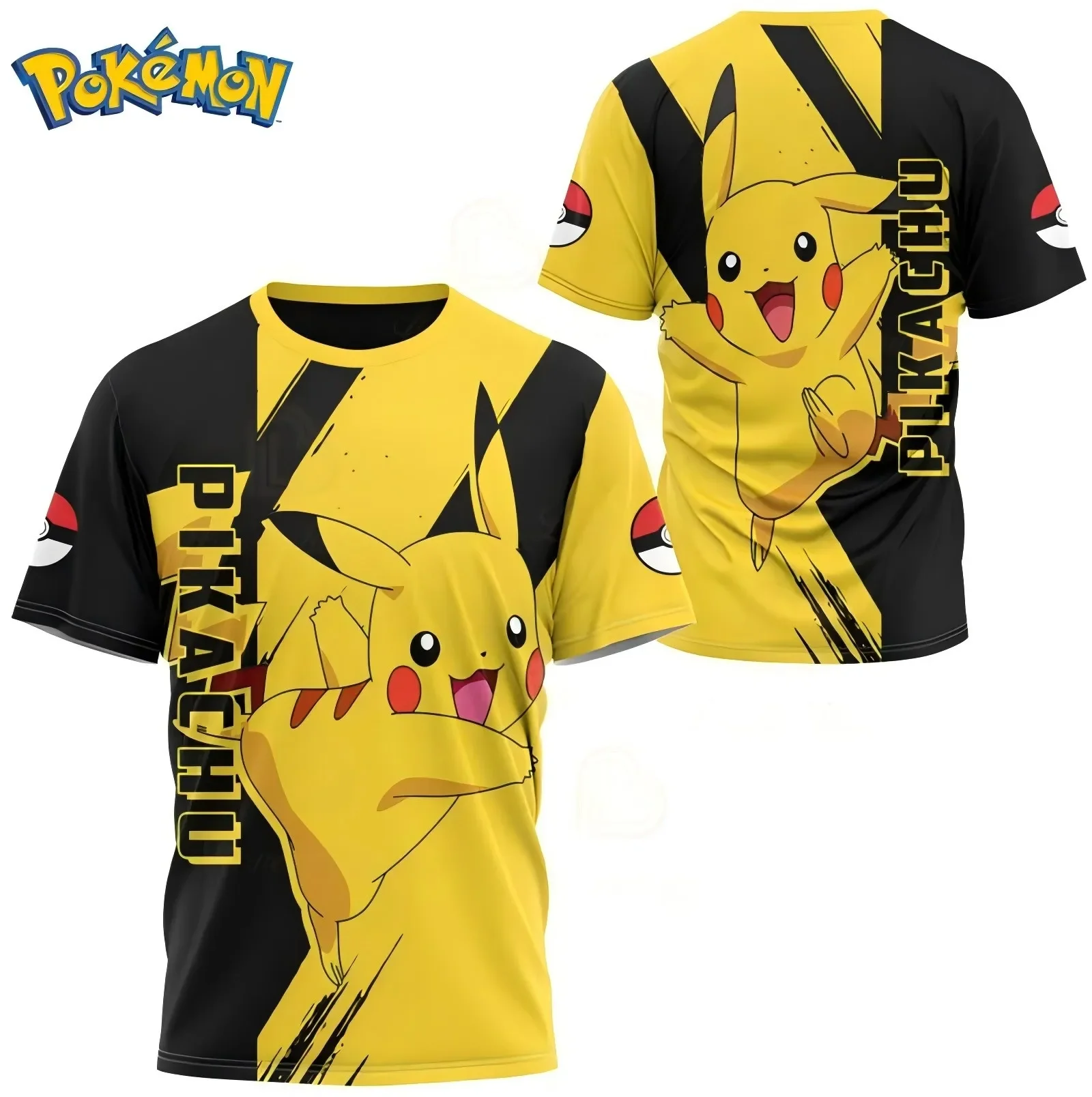 Color: Brown, Size: 32 - ?€Miniso) Pokemon Men's Casual Wear T Shirts Cartoon Children Round Neck Short Sleeves Summer Clothing Pikachu Cartoon Print Tops