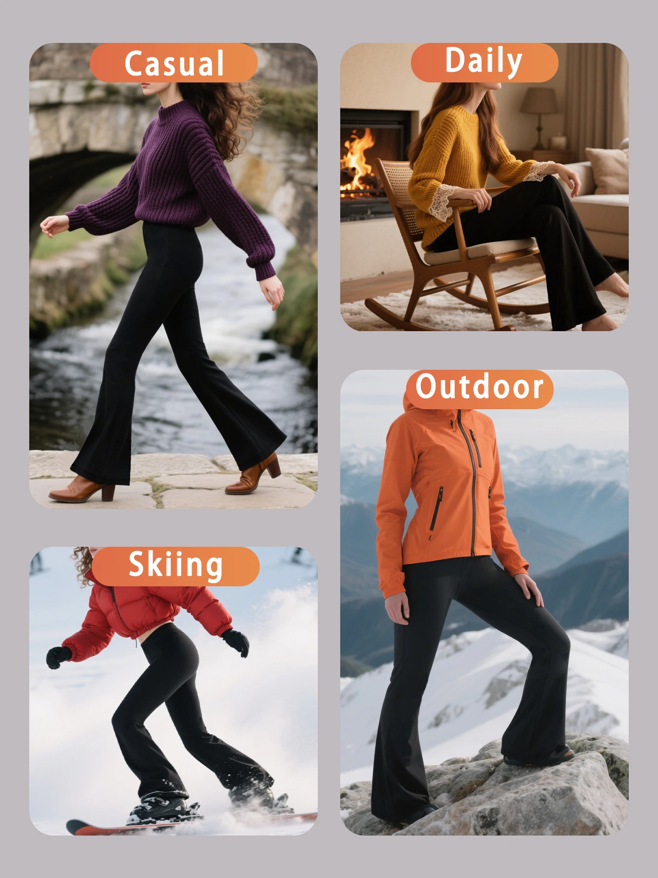 Color: Brown, Size: XL - Women's Super Soft High Waisted Fleece Flare Leggings Tummy Control Soft Bootleg Bootcut Pants