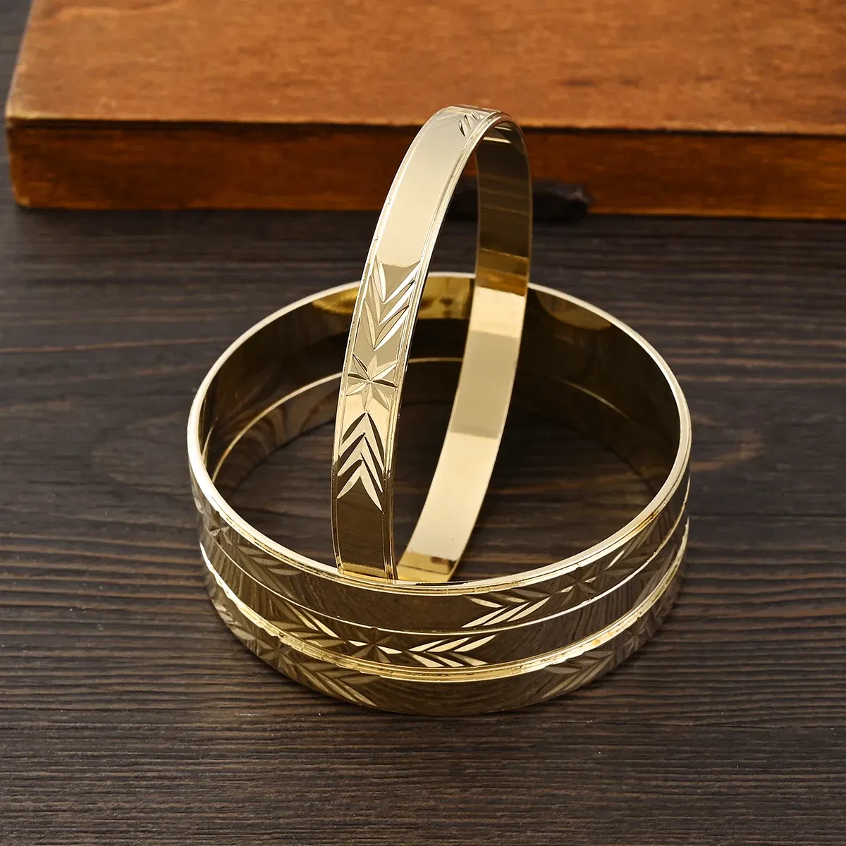 Metal Color: Antique Copper Plated - Adult Size 4PCS 65MM 9K Gold Color Hig Quality Top Sale Cute Bracelet Jewelry  Flower Bangle Girl Birthday Party Gift