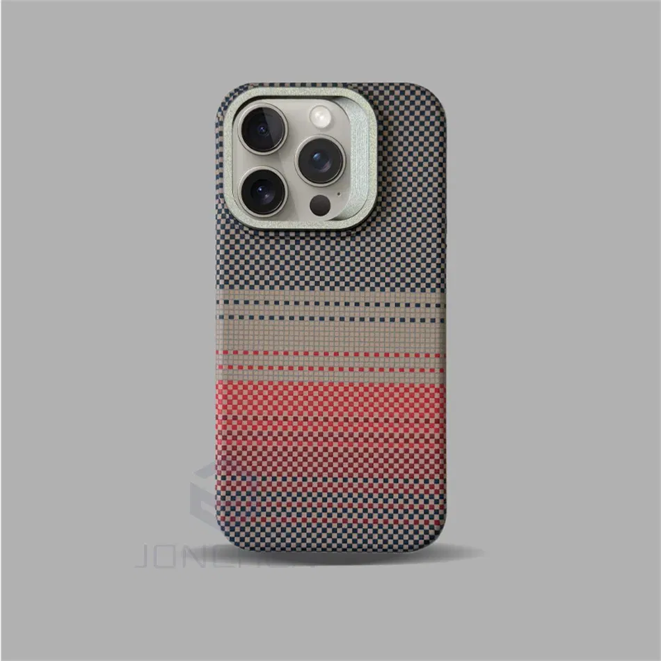Color: black, Material: POLYESTER - Luxury Magnetic Stand Metal Lens Relief Carbon Fibre Pattern For Magsafe Case For iPhone 15 14 13 Pro Max Shockproof  Back Cover