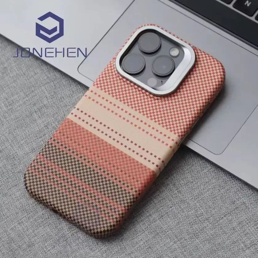 Color: black, Material: POLYESTER - Luxury Magnetic Stand Metal Lens Relief Carbon Fibre Pattern For Magsafe Case For iPhone 15 14 13 Pro Max Shockproof  Back Cover