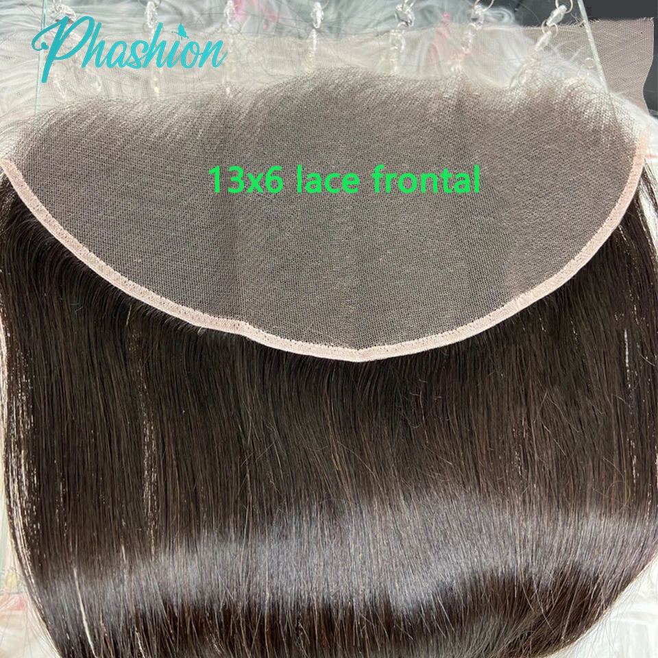 Color: Natural Color, Stretched Length: 24inches - Phashion 26 28 Inch13x6 Lace Frontal Straight Pre Plucked Swiss HD Transparent Full Front Only Natural Black 100% Human Hair