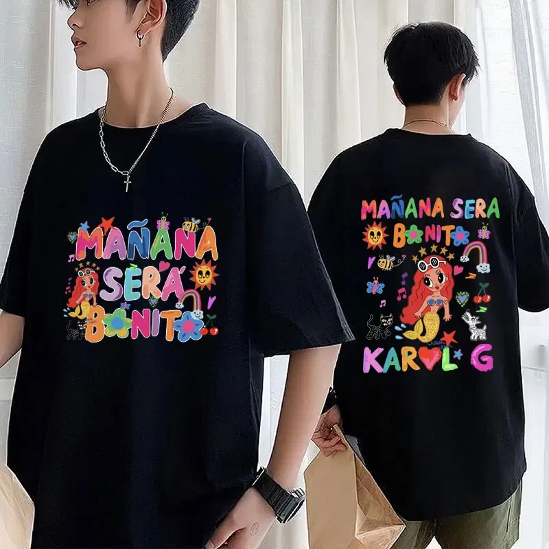 Color: Army Green, Size: XXL - Limted Karol G Manana Sera Bonito T Shirts Fashion Harajuku Hip Hop T-Shirt Unisex Casual Breathable Cotton Oversized Tee Shirt