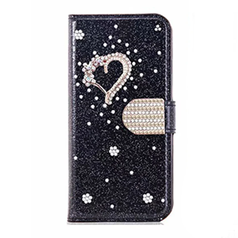 Color: black, Material: PE - Glitter Wallet Leather Case For Samsung Galaxy S25 FE S24 Ultra S23 Plus S22 S21 A35 A36 A56 A55 A13 A14 A15 A16 A26 A34 A33 A54