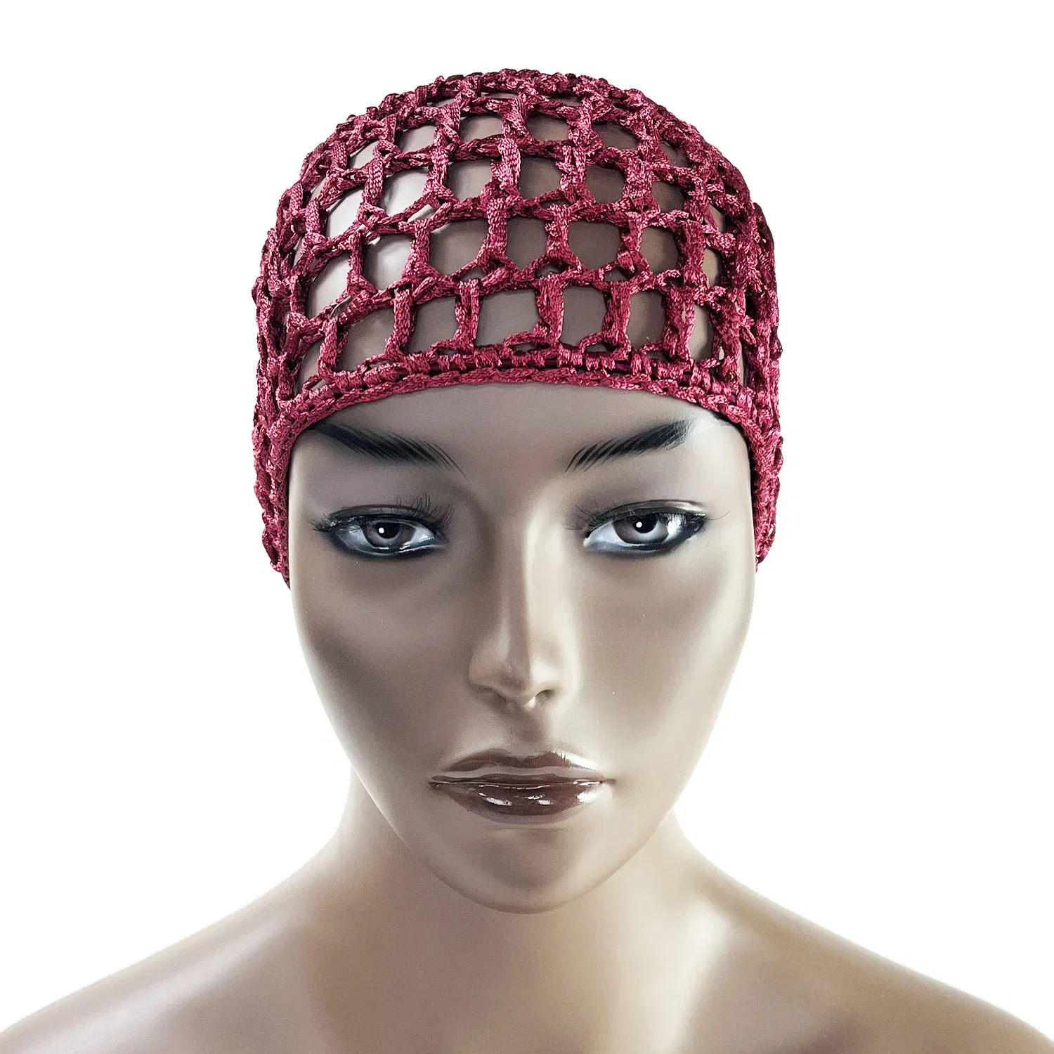 Color: Navy Blue - Womens Mesh Hair Net Crochet Cap Stylish Bar Hair Net Hand-crocheted Silk Mesh Hair Accessories Hats Turban Night Cover  Beanie