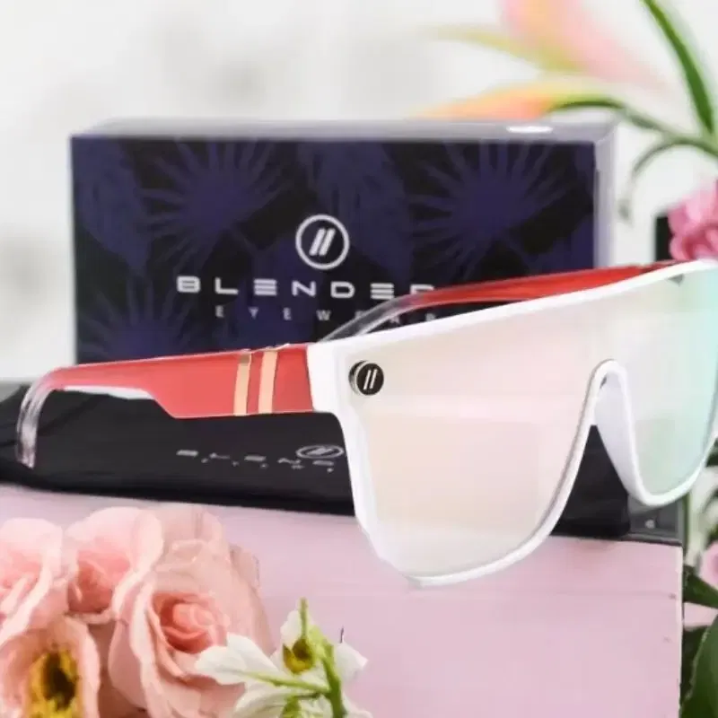 Lenses Color: PURPLE - Mixed blue mirror UV protection lens Men's sunglasses Retro fashion Square Blender Men's sunglasses 68009: With box