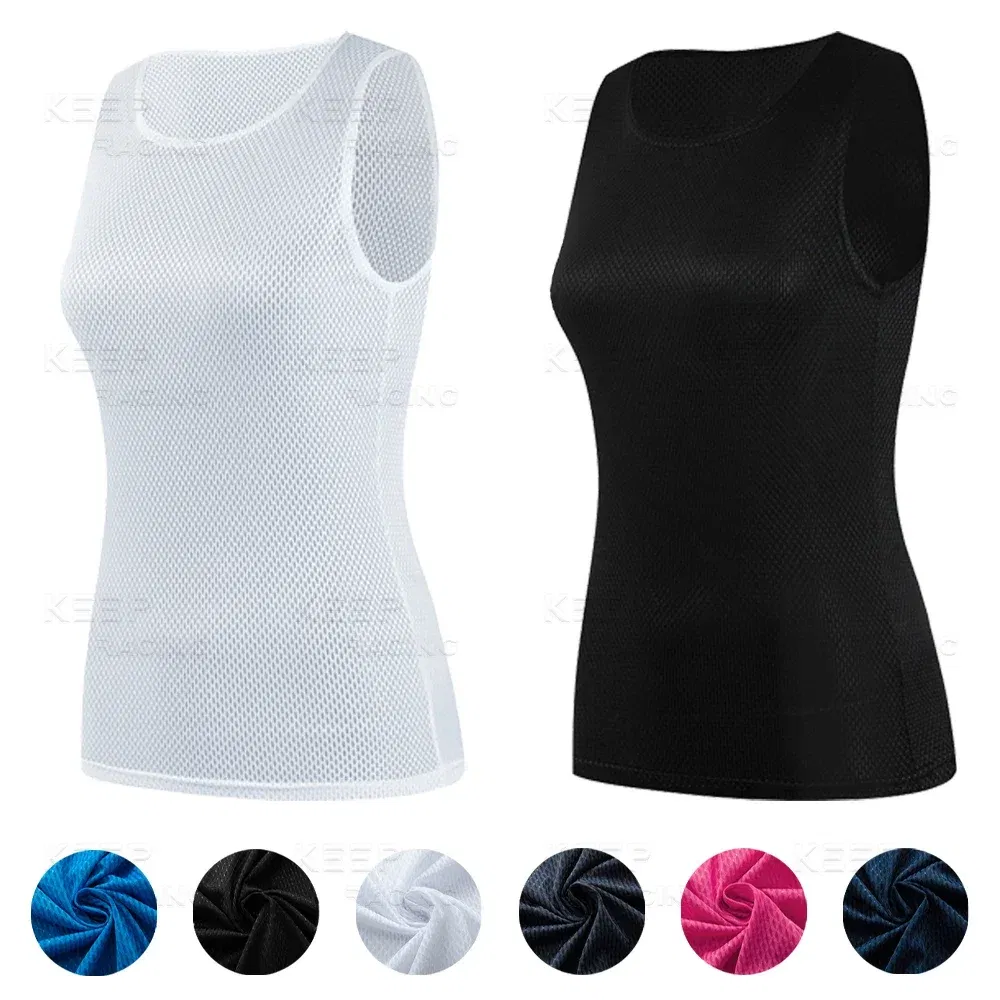 Color: Blue, Size: L - Women Cycling Base Layers Colorful Cycling Jersey Blue Quick Dry Vest Breathable Pink Undershirt Elastici Vest Road Bike Jerseys