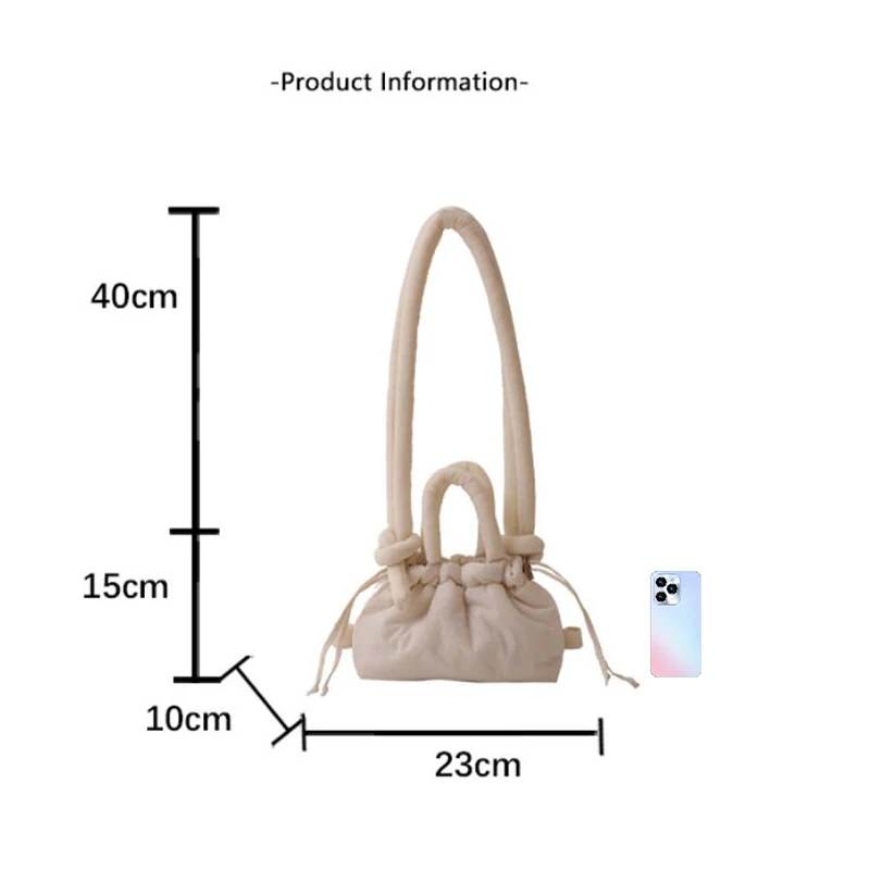Color: Clear - Fashion Small Puffer Tote Bag Padded Women Shoulder Bags Nylon Down Cotton Crossbody Bag Mini Lady Handbags Underarm Bag