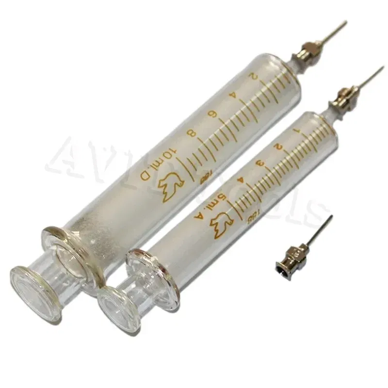 Color: indigo - Glass Syringe 1ml 2ml 5ml 10ml 20ml 30ml Syringe Metal Needle Welding Oil Container Glass Push Rod Mobile Phone Repair Tools