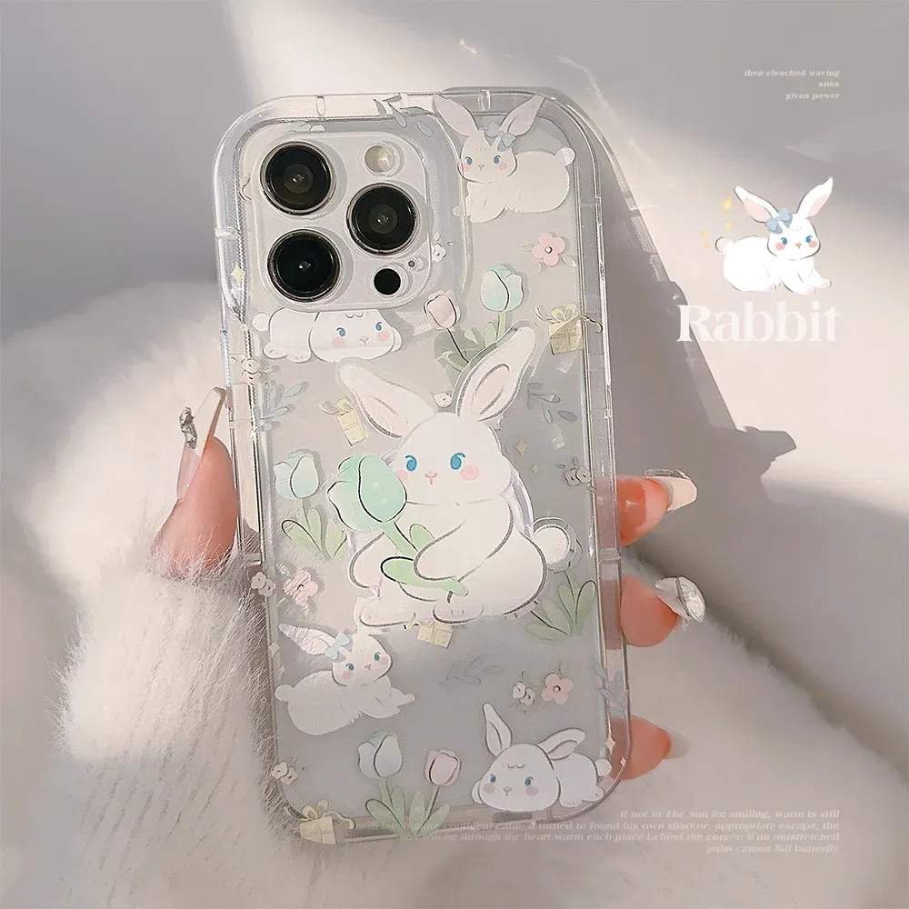 Color: Brown, Compatible-Phone Models: For Samsung Galaxy S21 Plus - Cute Cartoon Bunny Print Phone Case for Samsung Galaxy 24 23 22 21 20 Plus Ultra FE A73 A72 A71 A52 A51 A32 Note 20 Airbag Funda