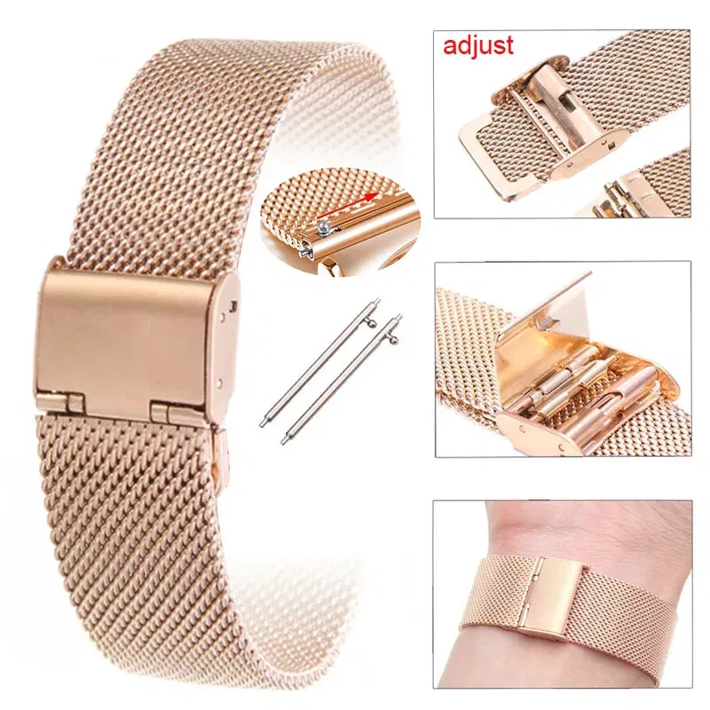 Color: Brown, Size: S - Bracelet For Huawei Watch GT 3 Pro 43mm 46mm Stainless Steel Watchband Huawei Watch GT 4 46MM Milanese Metal Bracelet