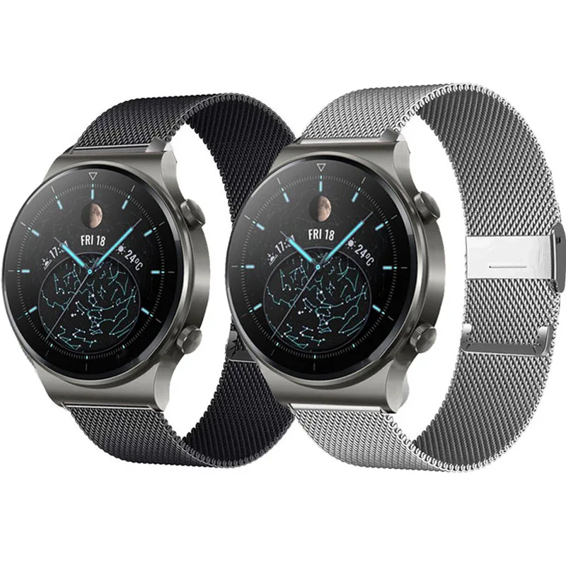 Color: Brown, Size: S - Bracelet For Huawei Watch GT 3 Pro 43mm 46mm Stainless Steel Watchband Huawei Watch GT 4 46MM Milanese Metal Bracelet
