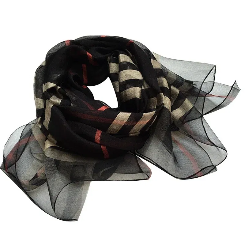 Color: red brown - Silk&Wool Scarf For Women Four Seasons Scarf Big Size 84*190cm