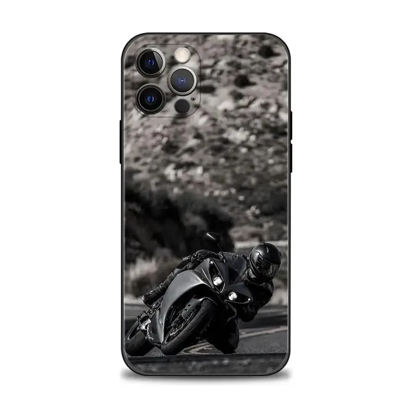 Color: GRAY, Material: Leather - Moto Cross Motorcycle Sports Phone Case For iPhone 16 15 14 13 12 11 Pro Max XS X XR Plus Mini Luxury Black Soft Cover Funda