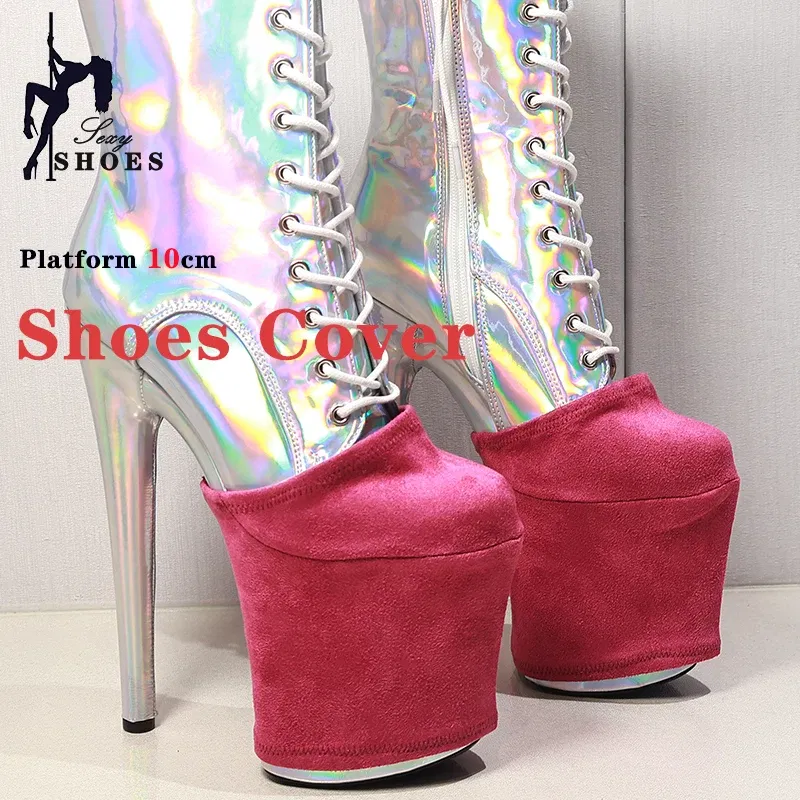 Color: Beige, Size: XXL - Suede Shoes Cover Steel Pole Dance Training Specific Protective Cover 10CM Platform Anti Slip Wear-resistant Boots Protective