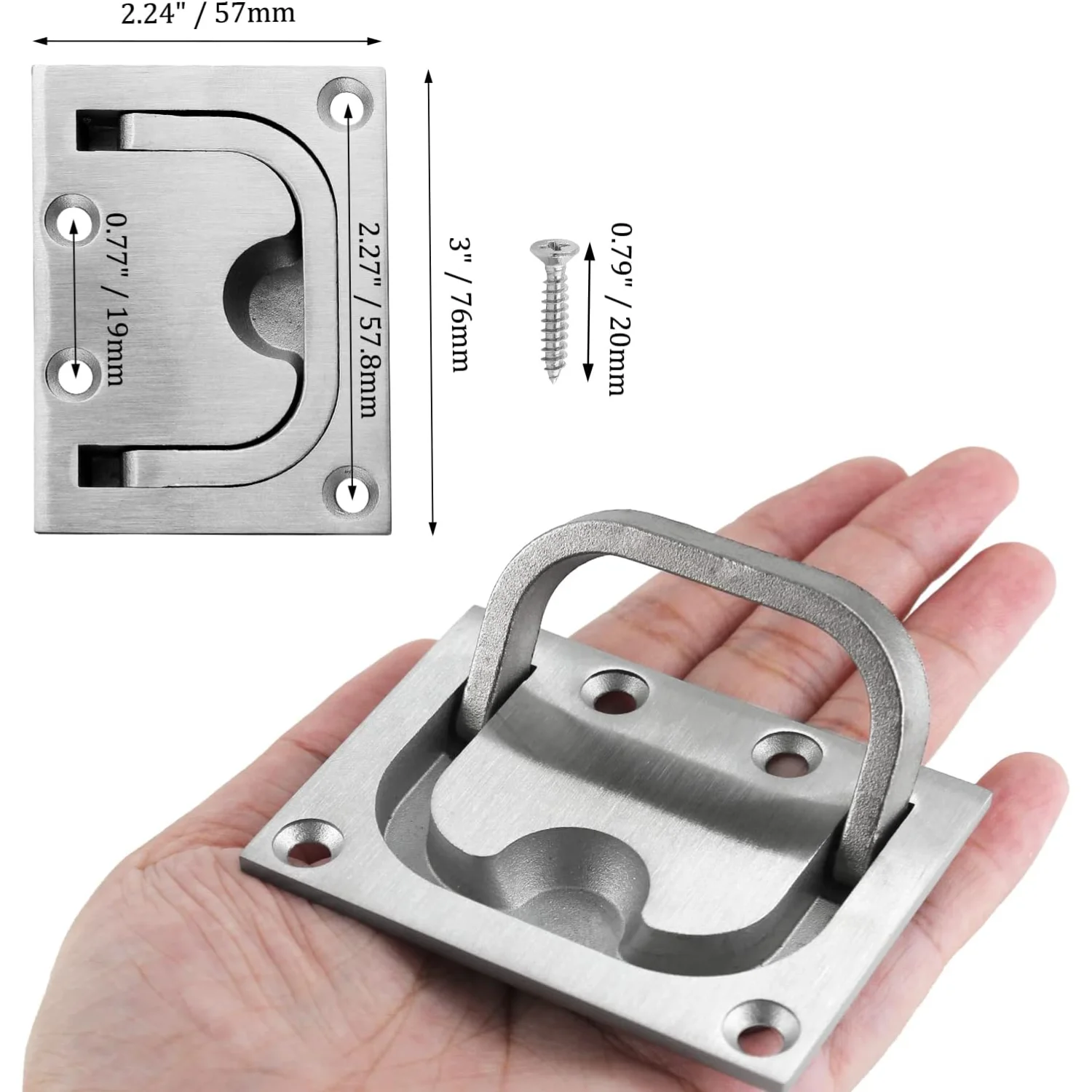 Color: Light Grey, Ships From: CHINA - 1Pcs Marine Boat Ring  Pull Handle, Flush  Cabinet Pulls Recessed Trap Door Handle 316 Stainless Steel Hidden  Pull for Deck Dra