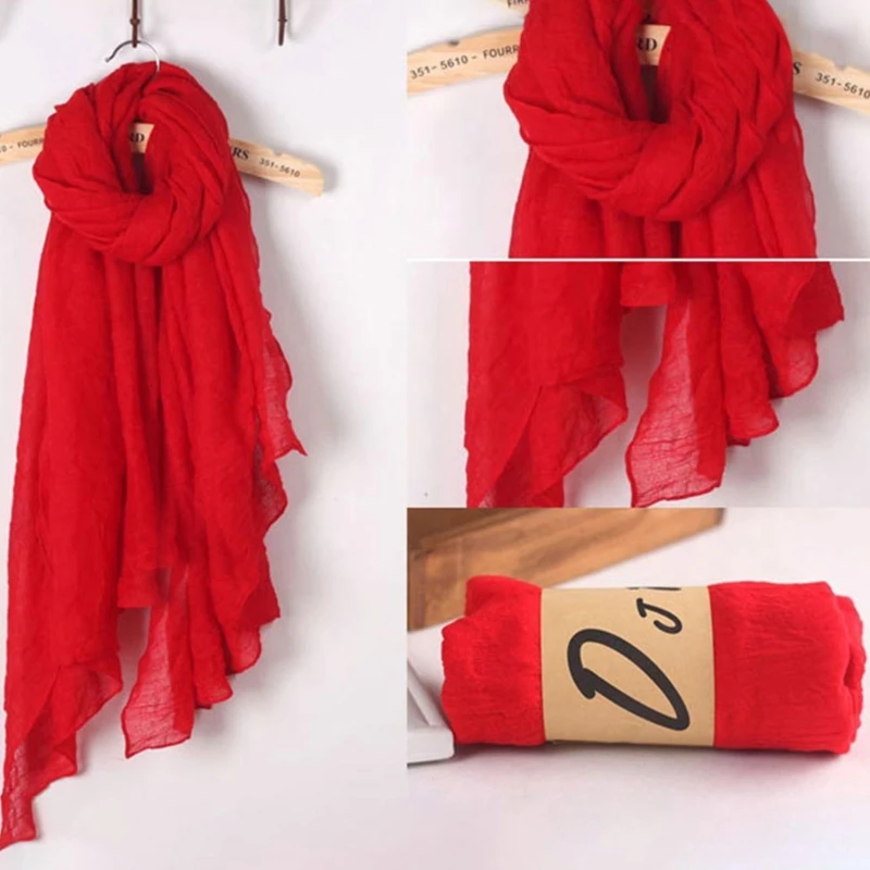 Color: Beige - 652F Women Solid Color Scarfs Large Long Lightweight Headscarf Linen Sheer Shawl Wrap