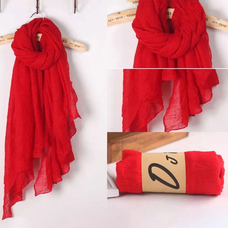 Color: Beige - 652F Women Solid Color Scarfs Large Long Lightweight Headscarf Linen Sheer Shawl Wrap