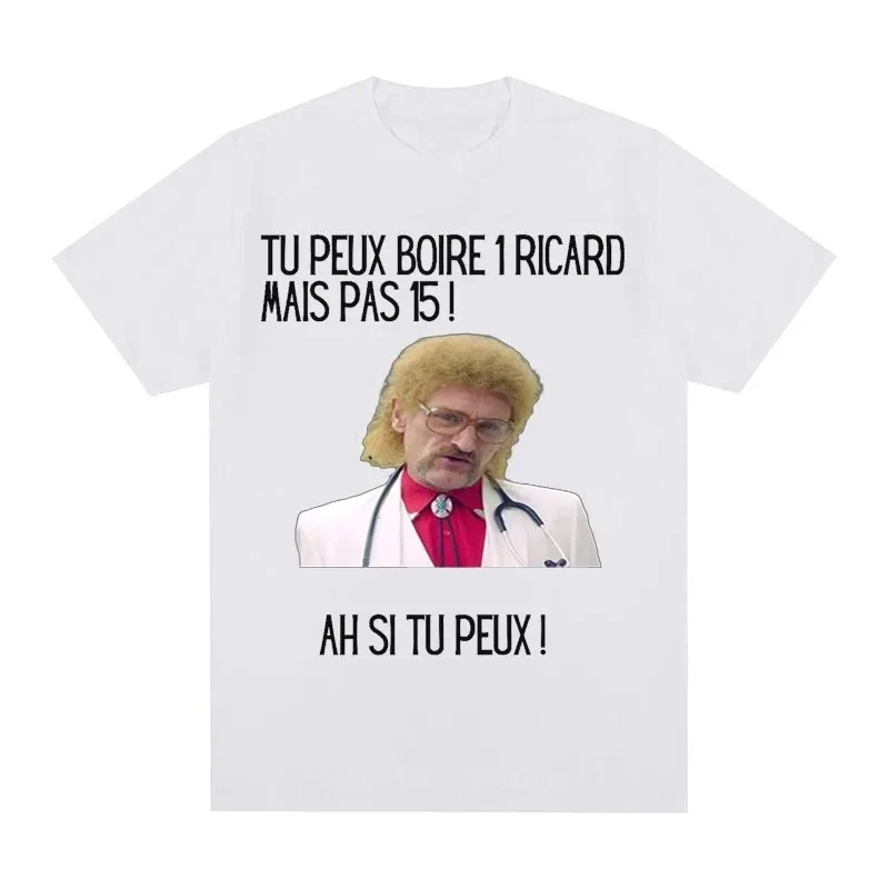 Color: milky, Size: S - Funny Cotton T-shirt Print You Can Drink A Ricard But Not 15 Graphic Black Classic Tops Summer Short Sleeve Premium Tees 01336