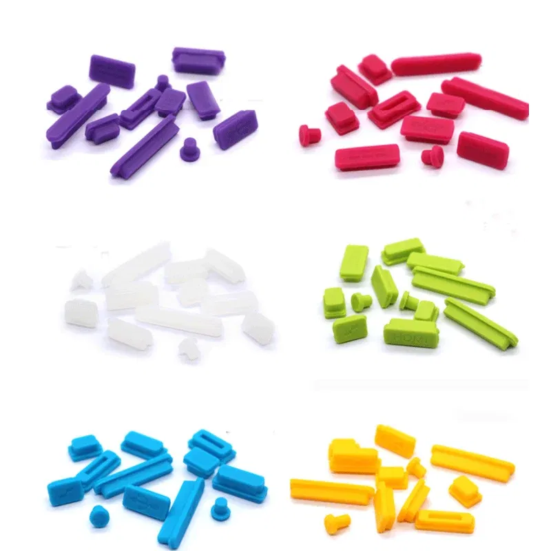 Color: Pink - 12pcs/set Silicone Data Port Anti Dustproof Plug For Apple Macbook 11Air 13Air 13 Pro dust plug Stopper Cover Set For Laptop