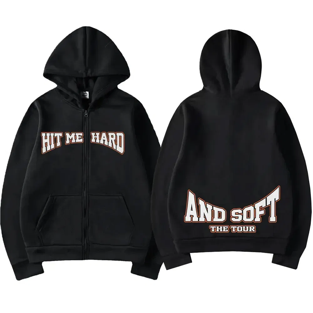 Color: Navy Blue?€ AE existing skus?‰, Size: XL - Hit Me Hard and Soft 2025 Tour Zipper Hoodies Men Women Harajuku Pullovers Fashion Hip Hop Zip Up Sweatshirts Jackets Fans Gift