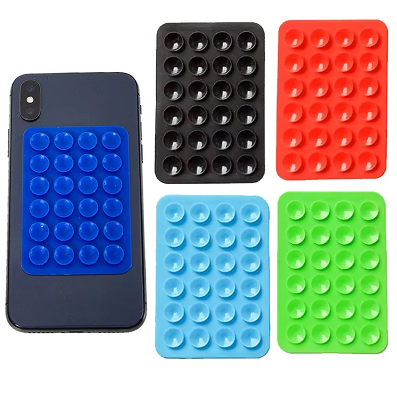 Color: Pink - Double Side Silicone Suction Pad For Mobile Phone Fixture Suction Cup Backed Adhesive Silicone Rubber Sucker Pad For Fixed Pad