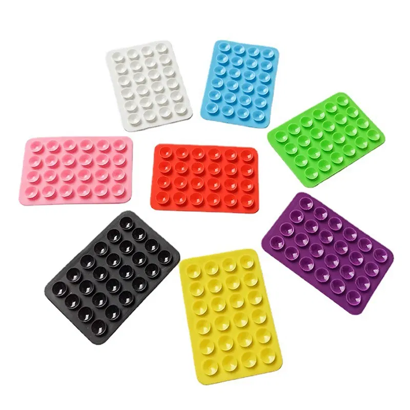 Color: Pink - Double Side Silicone Suction Pad For Mobile Phone Fixture Suction Cup Backed Adhesive Silicone Rubber Sucker Pad For Fixed Pad