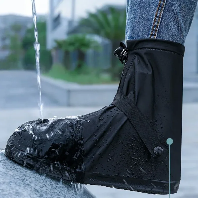 Color: GRAY, Size: XL - Reusable Anti-Slip PU Leather Waterproof Shoes Cover Water Boots Cycling Hiking Overshoes Rain Snow Wet Sand Shoes Protectors