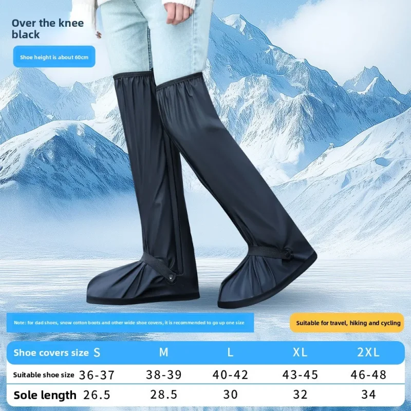 Color: GRAY, Size: XL - Reusable Anti-Slip PU Leather Waterproof Shoes Cover Water Boots Cycling Hiking Overshoes Rain Snow Wet Sand Shoes Protectors