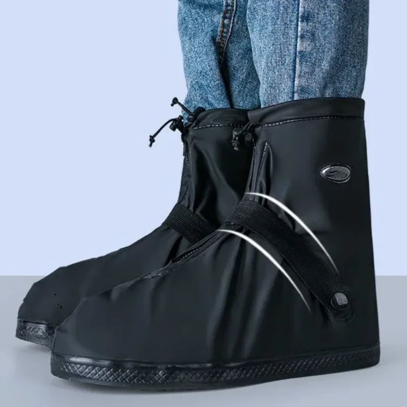 Color: GRAY, Size: XL - Reusable Anti-Slip PU Leather Waterproof Shoes Cover Water Boots Cycling Hiking Overshoes Rain Snow Wet Sand Shoes Protectors