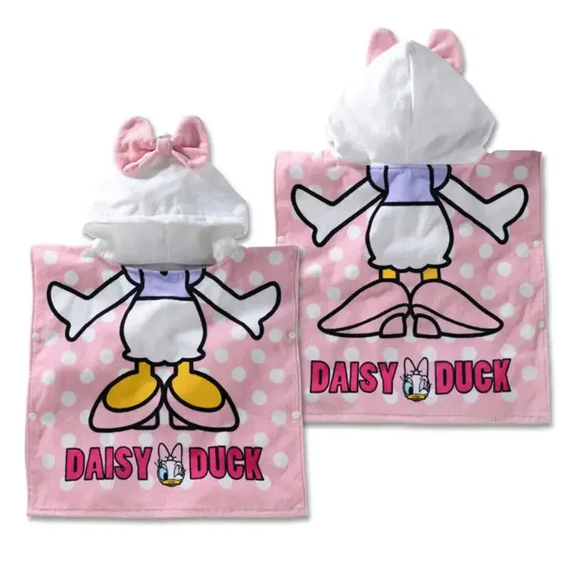 Color: Black - Disney Kids Hooded Bath Towel Child Breathable Beach Towel Mickey Minnie McQueen Car Cartoon Boy Girl Towel 60x120cm