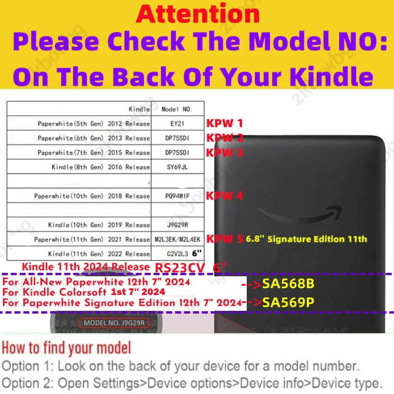 Color: Pink, Size: 12.4 - Cute Smart Case for 6.8' 6'' Kindle Paperwhite Signature 11th Generation Edition 12th 2024 7'' 7th 10th 6th M2L4EK RS23CV Cover