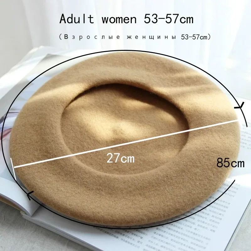 Color: Silver, Hat Size: One Size - Wool Thick  Berets Artist French Beret Women Painter Hat Girls Female Warm  Walking Cap