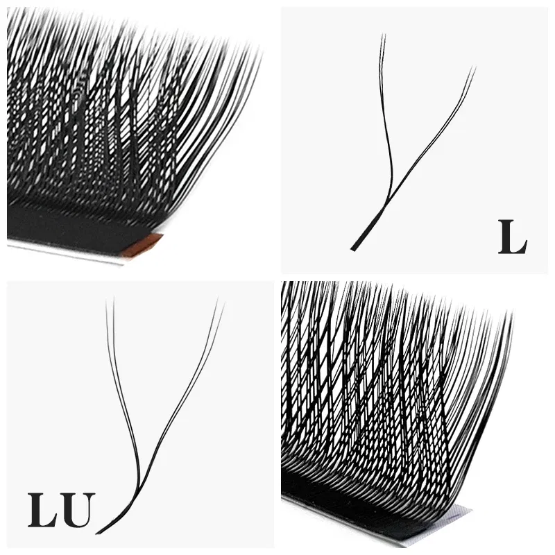 Color: Brushed Slate, Curl: L, Thickness: 0.07mm, Length: MIX - NATUHANA W Lashes Extension L LU(M) Curl Individual Mink YY Lashes 3D W-shaped Volume Fan Eyelash Extension