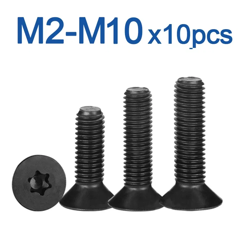 Size: M4.2, Length: 6mm - 10pcs/lot Flat Countersunk Screw Six Lobe Bolt Machine screw M2 M2.5 M3 M4 M5 M6 M8 M10 Black 304 Stainless Steel Torx Head
