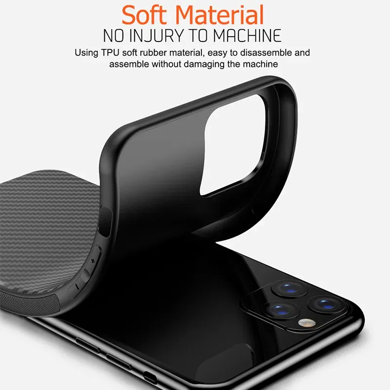 Color: black, Material: EVA - Luxury Carbon Fiber Silicone Case for iPhone 13 11 12 14 15 16Pro Max XSMAX XR XS  X SE 5 6 6S 7 8 14Plus  Protective Soft Cover