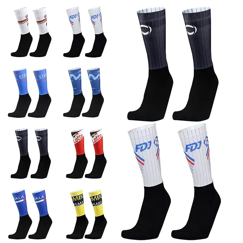 Color: Black - Pro Bike Team Aero Socks Seamless Anti Slip Road Ride Socks Outdoor Racing Cycling Socks