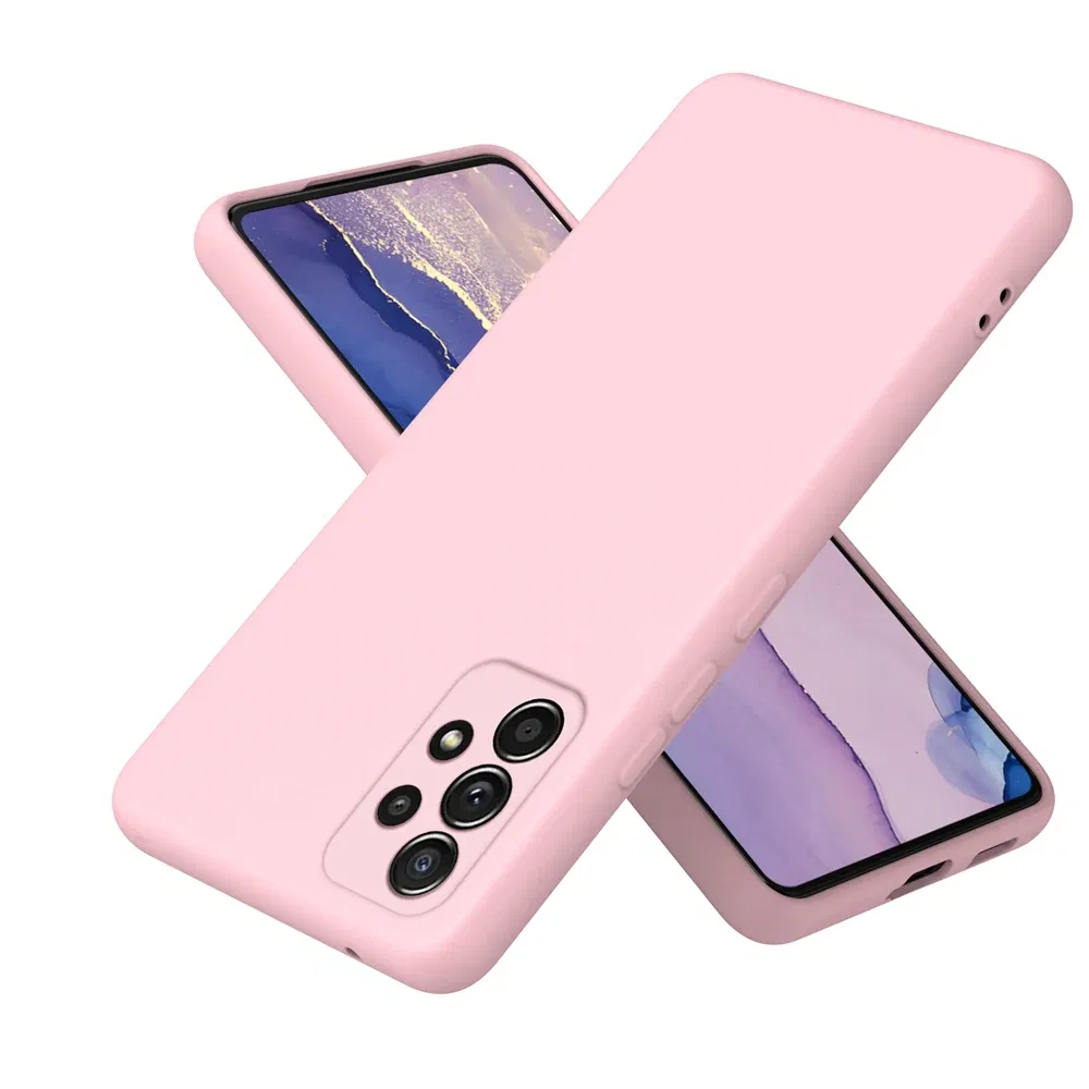 Color: LightPink, Material: Genuine Leather - Solid Silicone Protect Case For Samsung Galaxy A13 A23 A33 A53 A73 A12 A22 A32 A52 A52S A72 A04 A04S A14 A24 4G A34 A54 Cover