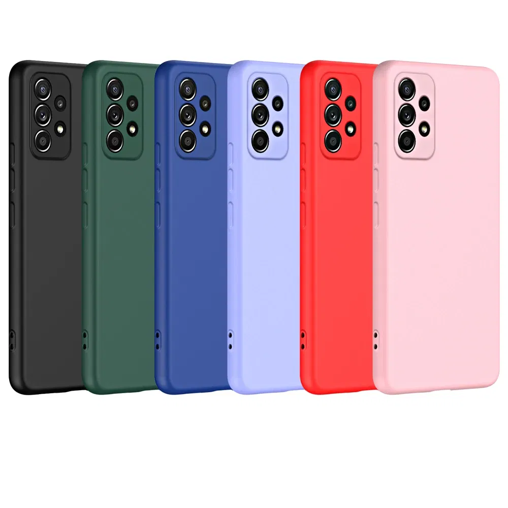 Color: LightPink, Material: Genuine Leather - Solid Silicone Protect Case For Samsung Galaxy A13 A23 A33 A53 A73 A12 A22 A32 A52 A52S A72 A04 A04S A14 A24 4G A34 A54 Cover