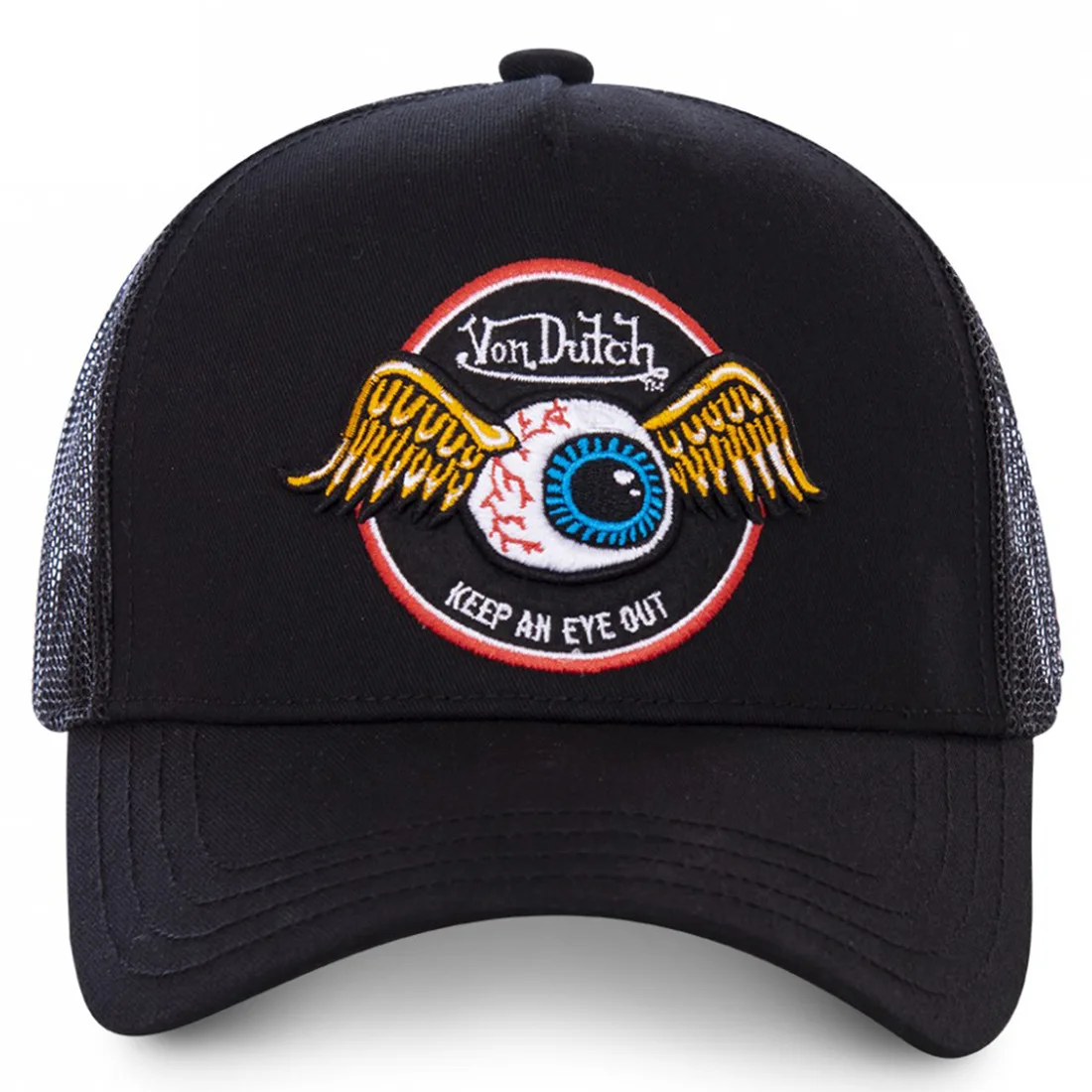Color: green - VON baseball cap Alphabet sunblock mesh embroidered trucker hat