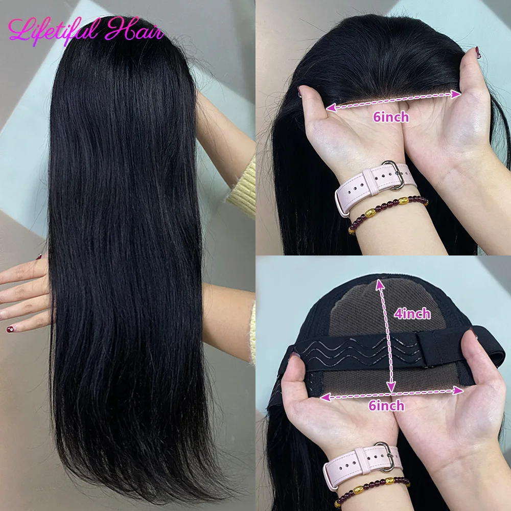 Hair Color: #1B, Density: 200%, Ships From: CHINA, Stretched Length: 30inches - 32 Inch 6x4 Bone Straight Human Hair Wigs Glueless Wig Human Hair Ready To Wear Pre-cut Brazilian 100% Human Hair Wigs For Women