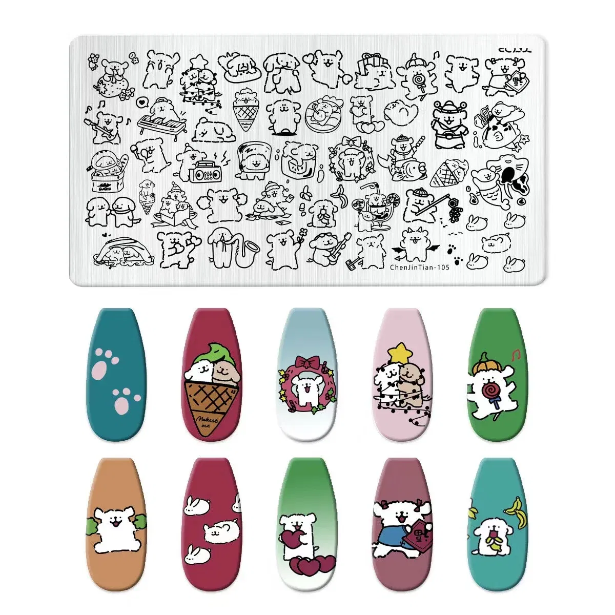 Color: Gold - Cartoon Animal Nail Art Templates Stamping Plate Palace style Design Flower Glass Temperature Lace Stamp Templates Plates Image