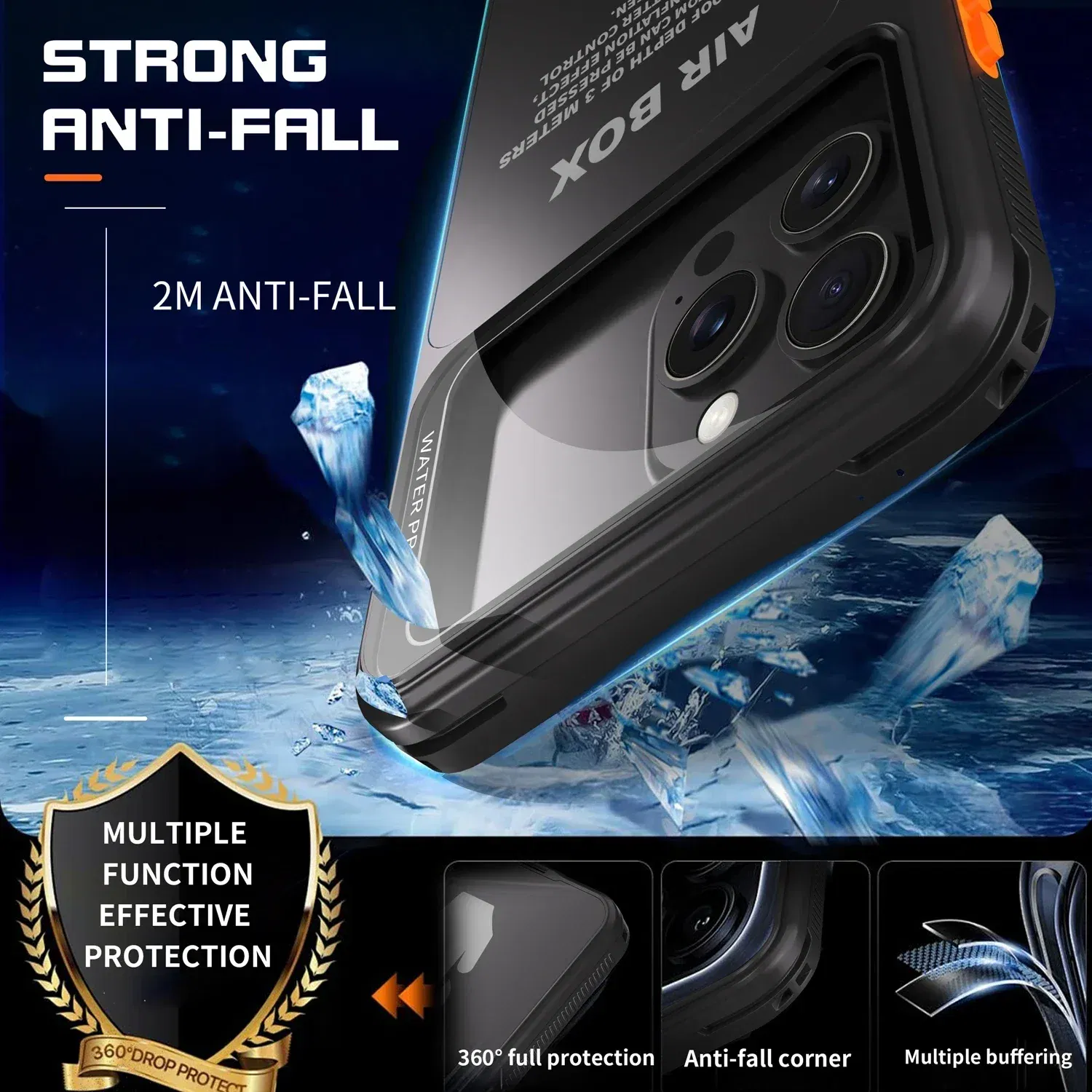 Color: Blue, Material: aluminum - IP68 Waterproof Phone Case For iPhone 15 14 13 12 Pro Max Plus Underwater Taking Shockproof Dustproof Swimming Diving Cover