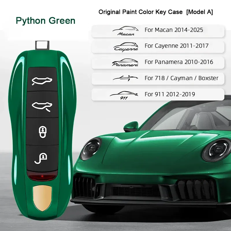 Color Name: ROSE RED - For Porsche Cayenne 9ya 9yb Panamera 971 911 Targe Taycan Macan 95b Cayman 718 Boxster 2014-2025 Car Remote Smart Key Case Cover