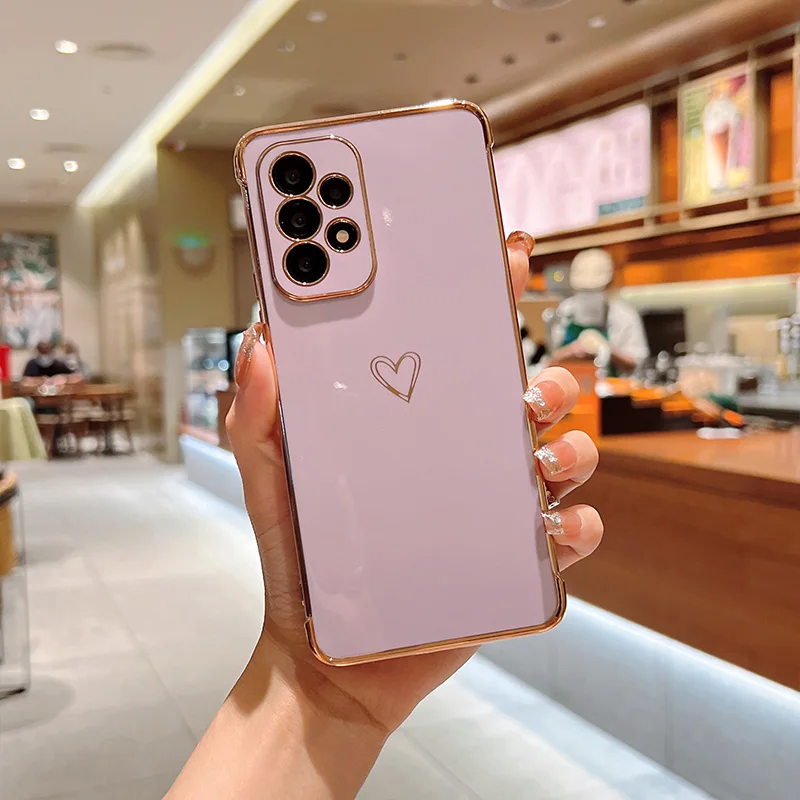 Color: Orange, Compatible-Phone Models: For iPhone 16 Pro, Ships From: CHINA - Electroplating Love Heart Phone Case For Samsung Galaxy S25 S24 Ultra S23 S22 A13 A14 A52 A53 Protect Lens Shockproof Back Cover