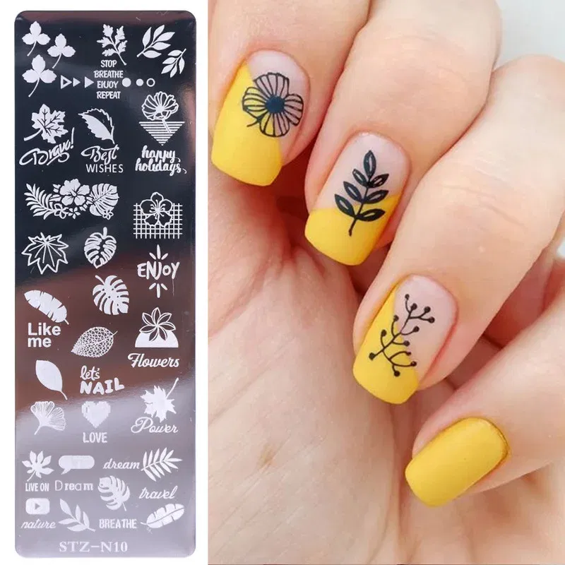 Color: green - 12Designs Retro Flower Butterfly Nail Art Templates Stamping Plate Snowflake Animal Lace Stamp Templates Plate Image Decor Tools