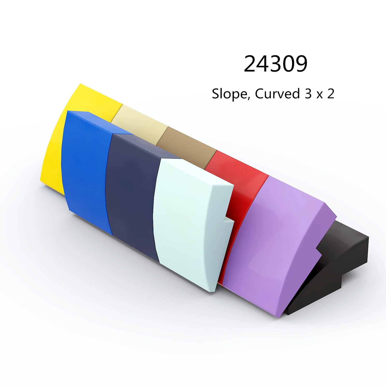 Color: Red - 1 Pcs Buildings Blocks 24309 Slope Curved 3 x 2 Brick Collection Bulk Modular GBC Toy For High-Tech MOC