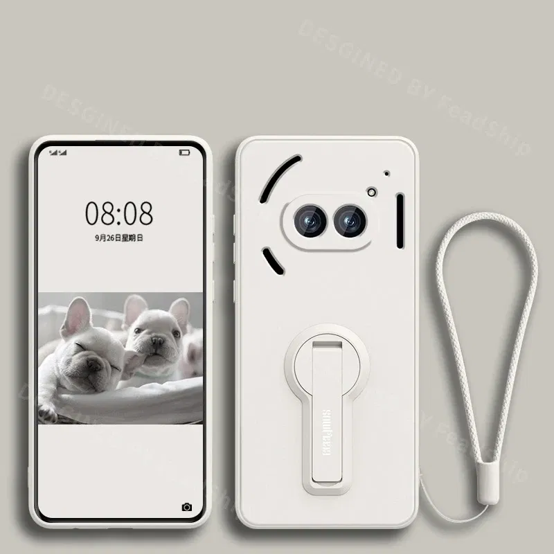 Color: black, Material: Aluminum - Liquid Silicone Case For Nothing Phone 2A Plus 3A Soft Cover Shockproof Protective Phone Case with Holder Screen Film