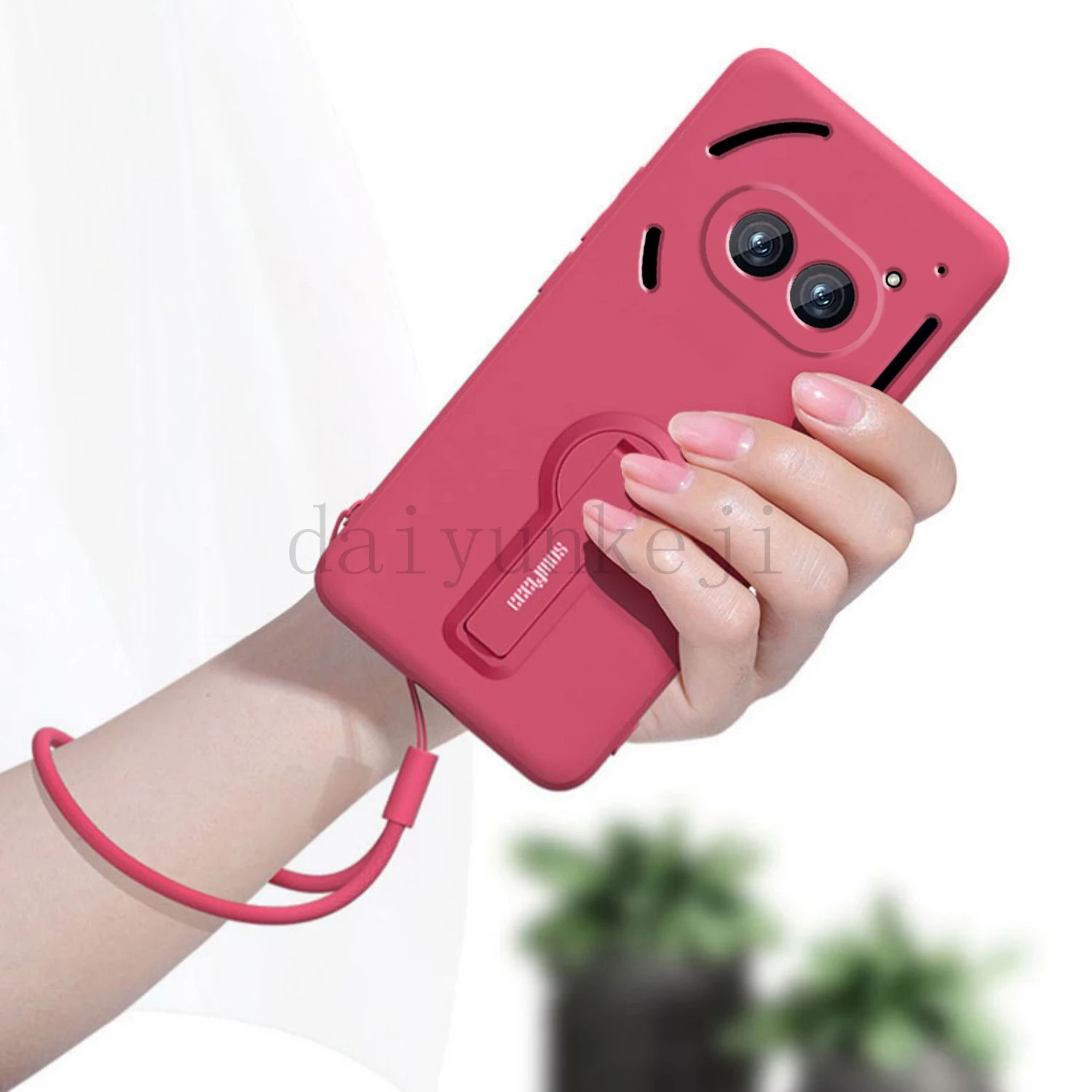 Color: black, Material: Aluminum - Liquid Silicone Case For Nothing Phone 2A Plus 3A Soft Cover Shockproof Protective Phone Case with Holder Screen Film
